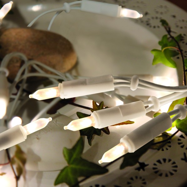 LED Mini Lichterkette Pisello - 35 warmweiße LED - L: 5,1m - weißes Kabel - indoor