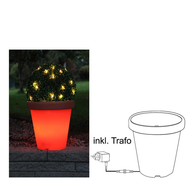 System 24 | LED-Terracotta-Blumentopf | koppelbar | inkl. Trafo |D: 36 x H: 33cm