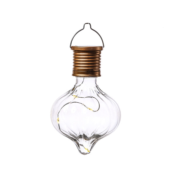 LED Solar Glühbirnen GLOW - Kugelleuchte - warmweiße LED Drahtlichterkette - H: 11,7cm - klar - 4St.