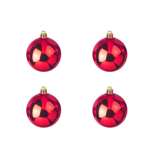 Dekokugeln rot - Weihnachtskugeln - für Innen und Außen - D: 10cm - 4er Set - rot