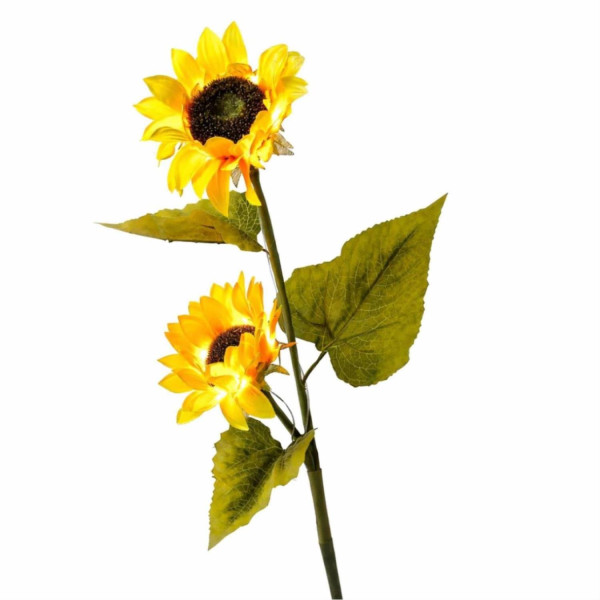 LED Solar Gartenstecker SONNENBLUME - H: 1,25m - Lichtsensor - grün/gelb
