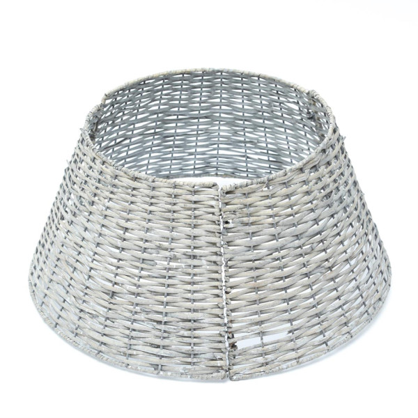 B-Ware Weihnachtsbaumrock aus Weide - Abdeckung für Baumständer - D: 57cm - 3teilig - grau