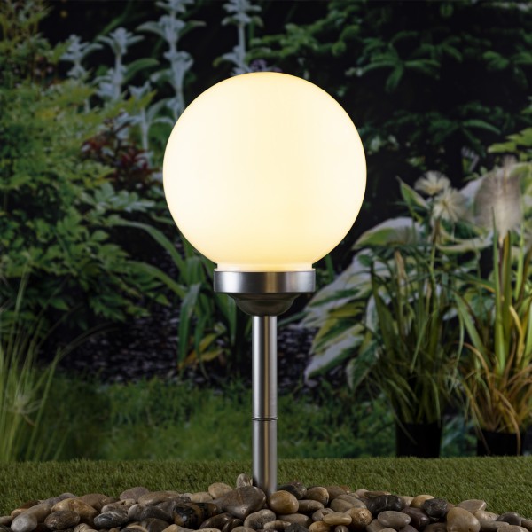 LED Solar Kugel - Gartenleuchte - 4 warmweiße LED - H: 52cm D: 20cm - inkl. Erdspieß