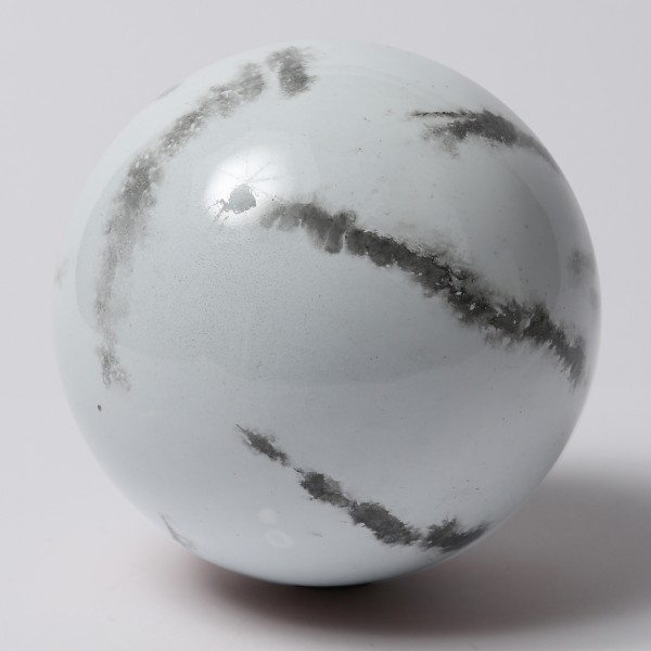 Dekokugel - Edelstahl - Marmoroptik - D: 28cm - weiß, grau