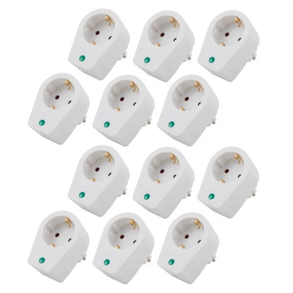 12er Set Steckdosenadapter mit Überspannungsschutz 239V/3500W