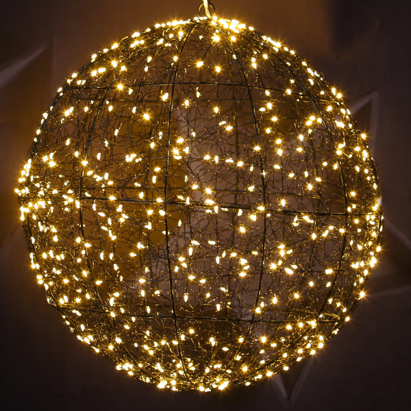 LED Drahtkugel - Leuchtkugel - 960 bernsteinfarbene LED - Timer - D: 58cm - für Innen/Außen