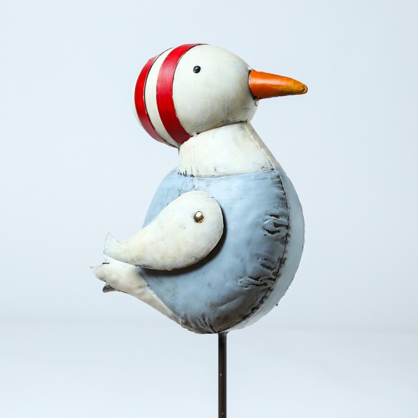 Gartenstecker Möwe Molly - Beetstecker - Gartendeko - H: 75cm - für Außen - weiß/rot