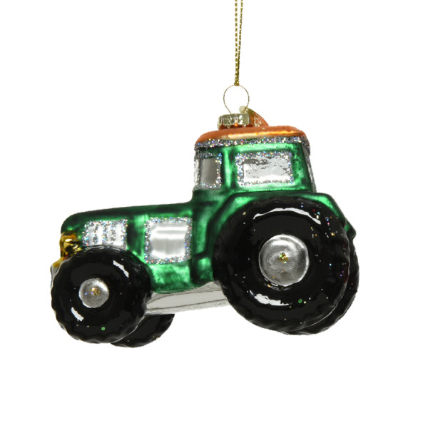 Weihnachtsbaumschmuck Traktor - Christbaumschmuck - Glas - H: 7cm - grün