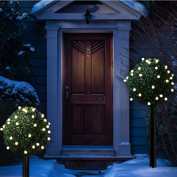 LED Lichterkette BERRY - 40 weiße Kugeln - 8 Leuchtmodi - Timer - L: 6m - für Innen/Außen