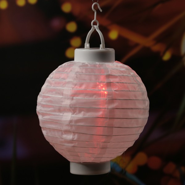 LED Solar Lampion - Flammeneffekt - RGB Farbwechsel - H: 23cm - D: 20cm - Lichtsensor - weiß