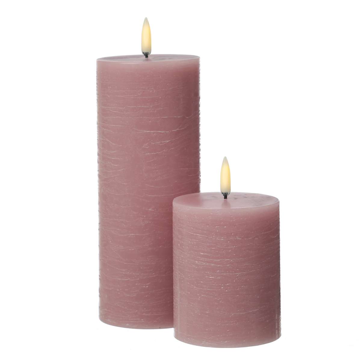 Lumineo LED Echtwachskerze Mit Timer - Flackernde Flamme 7x11cm Rosa
