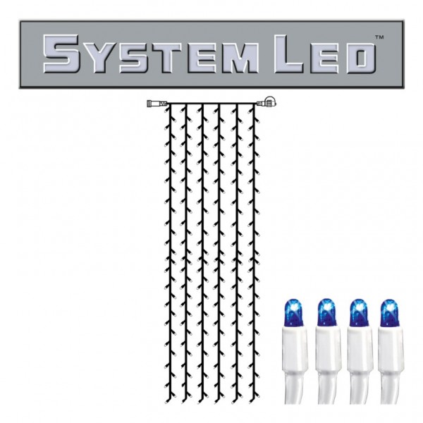 System LED White | Lichtvorhang | koppelbar | exkl. Trafo | 1.00m x 4.00m | 204x Blau