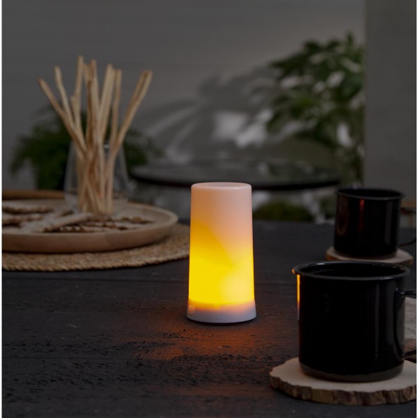 LED Kerze "Diner Extra" - 96 gelbe LED - bewegliche Flamme - H: 13cm - wiederaufladbar - USB