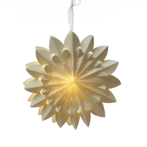 B-Ware LED Papierstern - Weihnachtsstern - hängend - 6 warmweiße LED - D: 40cm - Batterie - Timer -