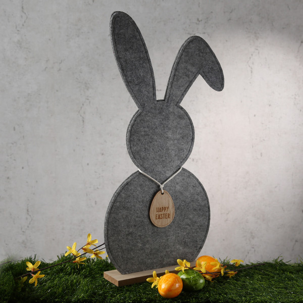 Hase - Dekofigur aus Filz - Osterdeko - stehend - H: 52cm - Innen - grau