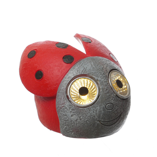 LED Solar Marienkäfer - Gartenfigur - 2 warmweiße LED - H: 7cm - D: 9cm - Lichtsensor