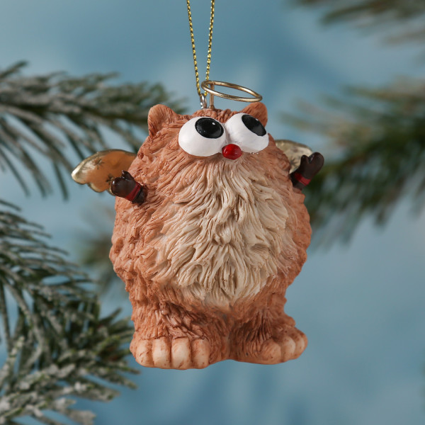 Weihnachtsbaumschmuck Yeti TIP - Polyresin - inkl. Aufhänger - matt - H: 8,5cm - braun