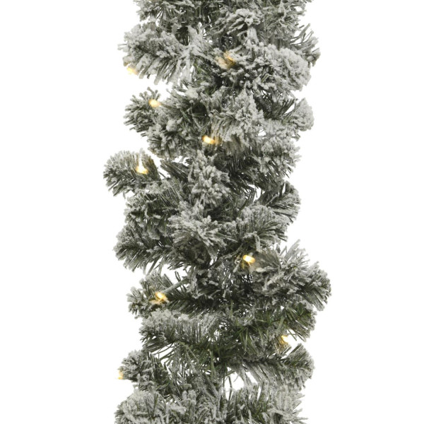 B-Ware LED Tannengirlande - Schneeoptik - warmweiße LED - L: 2,55m - Timer - Batterie - grün, weiß
