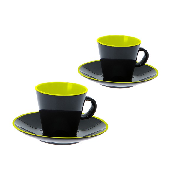 GIMEX GreyLine "lemon-grau" - Espresso Set 2 Personen - bruchfestes Melamin Campinggeschirr