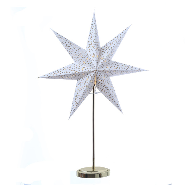 B-Ware LED Papierstern MIRA - stehend - 7-zackig - 45 warmweiße LED - H: 75cm - Timer - Batterie - g