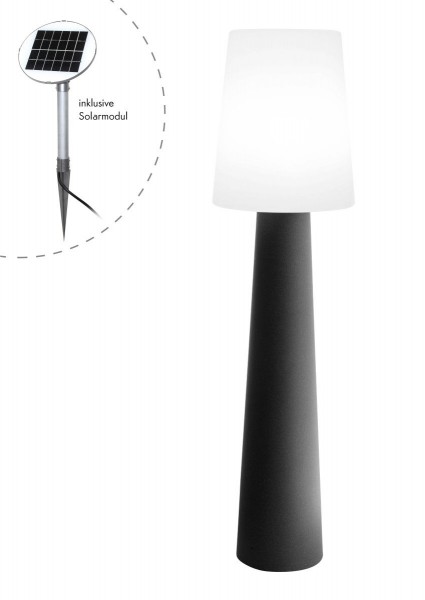 Outdoor XL Stehlampe No. 1 "Anthrazit" H:160cm - Solar LED warmweiß - Außenleuchte IP44