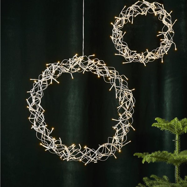 LED-Kranz "Curly" - 136 warmweiße LEDs - Ø 50cm - silber