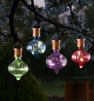 LED Solar Glühbirnen GLOW - Kugelleuchte - warmweiße LED Drahtlichterkette - H: 11,7cm - bunt - 4St. LED Solar Glühbirnen GLOW - Kugelleuchte - warmweiße LED Drahtlichterkette - H: 11,7cm - bunt - 4St.