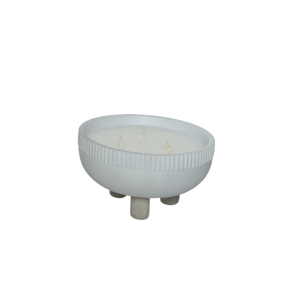 B-Ware Duftkerze CITRONELLA - Echtwachs in Tonschale - 3 Dochte - D: 14cm - gegen Stechmücken - weiß