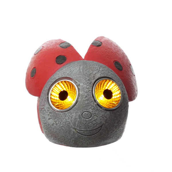 LED Solar Marienkäfer - Gartenfigur - 2 warmweiße LED - H: 7cm - D: 9cm - Lichtsensor - 2 Stück