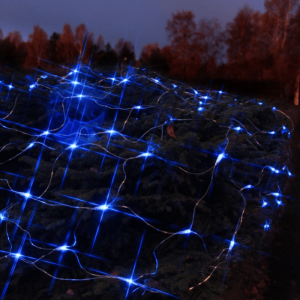 LED-Lichternetz | Serie LED | Outdoor | Transparentes Kabel | 90 blaue LED | 1.00m x 2.00m