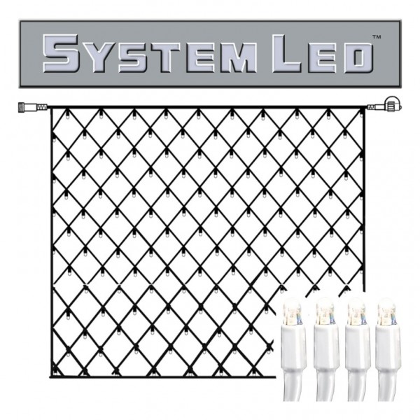 System LED White | Lichtnetz | koppelbar | exkl. Trafo | 3,00 mx 3,00m | 192x Kaltweiß