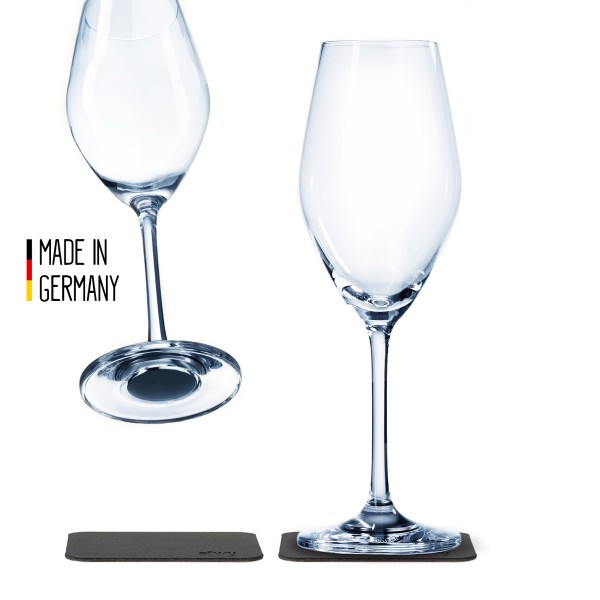 SILWY - Kristallgläser - 2er Set - 2 Metall-Nano-Gel-Pads - Champagner Gläser