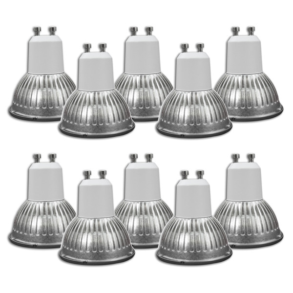 10 x LED Spot MR16 GU10, warmweiß, 2700K, 30° NICHIA-LEDs - 3W - Sparset