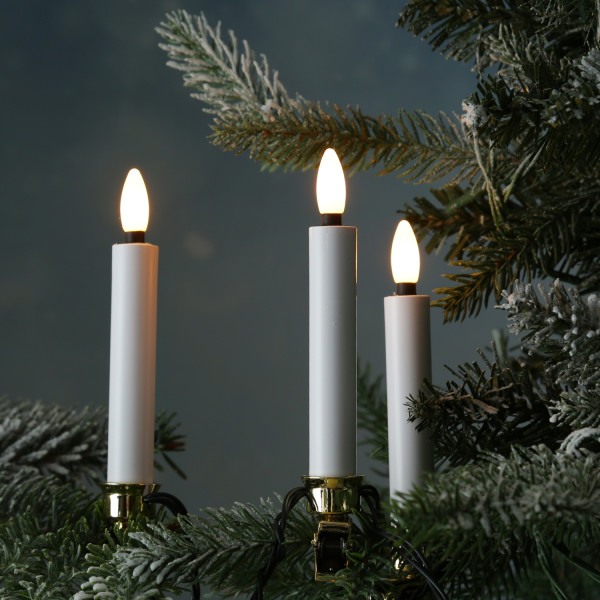 LED Kerzenlichterkette - 20 Christbaumkerzen - Weihnachtsbaumlichterkette - L: 9,5m - Innen/Außen