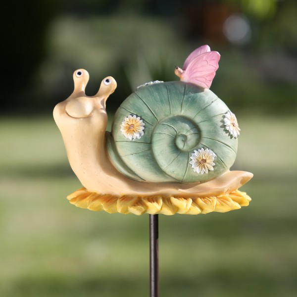 Gartenstecker Schnecke SPEEDY - Beetstecker - Gartendeko - H: 70cm - für Außen - grün