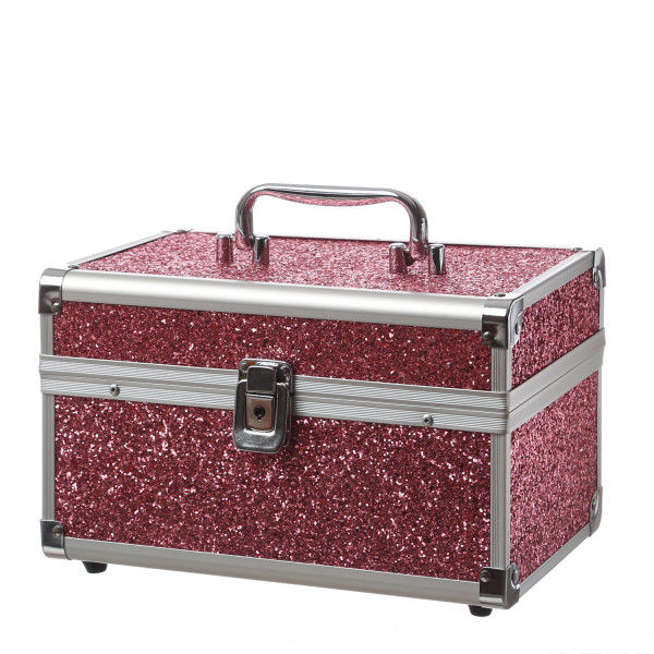 B-Ware MARELIDA® Schmuckkoffer in Pink mit Glitzeroptik - Premium Schmuckkästchen für Schmuck