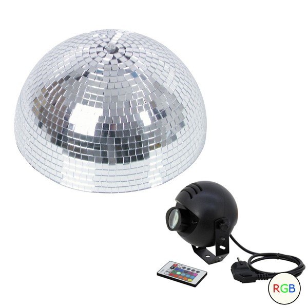 Spiegelkugel Komplettset - Discokugel, Motor, Pinspot, Montagematerial für Diskokugel - Mirrorball Set - Partyset