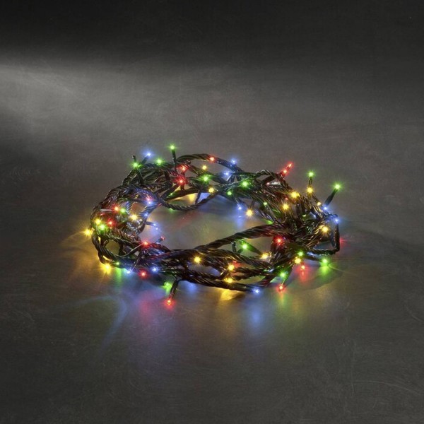 Microlichterkette - Pure - 3,96m - 100 bunte Birnen - Schwarzes Kabel - 8 Funktionen - Outdoor