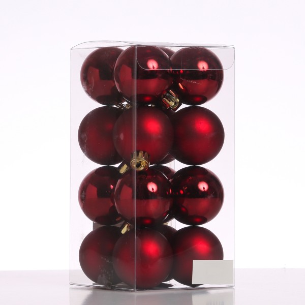 Christbaumkugel - Weihnachtsbaumkugel - bruchfest - D: 4cm - glänzend und matt - weinrot - 16er Set
