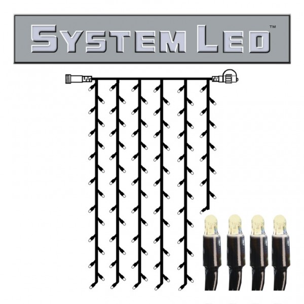 System LED Black | Lichtvorhang | koppelbar | exkl. Trafo | 1.00m x 2.00m | 102x Warmweiß