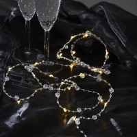 LED Lichterkette mit transparenten Perlen - 20 warmweiße LED - L: 1,9m - Batterie - Timer LED Lichterkette mit transparenten Perlen - 20 warmweiße LED - L: 1,9m - Batterie - Timer