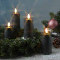 Vorschau: LED Kerzenset LINA - Rustik-Optik - Echtwachs - H: 12,5cm - D: 5cm - Timer - grau - 4er Set Vorschau: LED Kerzenset LINA - Rustik-Optik - Echtwachs - H: 12,5cm - D: 5cm - Timer - grau - 4er Set