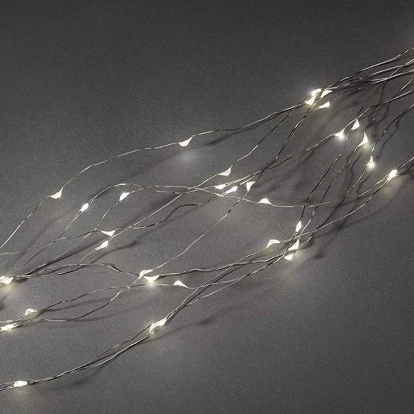 Tropfenlametta - Baummantel - 90x warmweiß - 10 Stränge á 9 LEDs - 5,9m - silberner Draht - Indoor