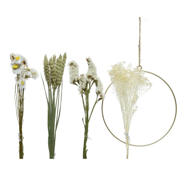 Bastelset DIY - Dekoring mit Trockenblumen und Gräsern - Trockenblumenkranz - Aufhängeröse - D: 20cm